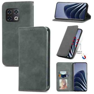 For OnePlus 10 Pro Retro Skin Feel Magnetic Horizontal Flip Leather Phone Case(Gray)