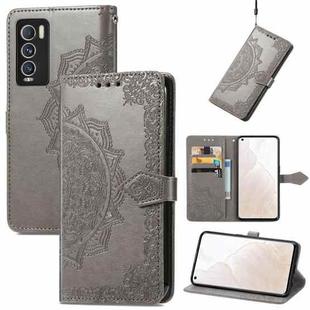For OPPO Realme GT Explorer Master Mandala Flower Embossed Flip Leather Phone Case(Grey)