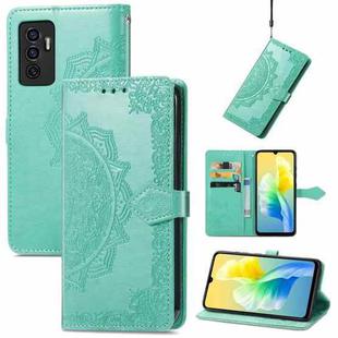For vivo S10e Mandala Flower Embossed Horizontal Flip Leather Phone Case(Green)