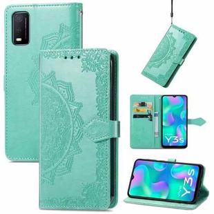 For vivo Y3s 2021 Mandala Flower Embossed Horizontal Flip Leather Phone Case(Green)
