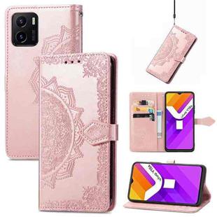 For vivo Y15S Mandala Flower Embossed Horizontal Flip Leather Phone Case(Rose Gold)