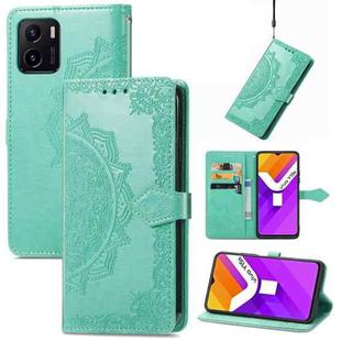 For vivo Y15S Mandala Flower Embossed Horizontal Flip Leather Phone Case(Green)