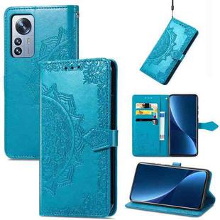 For Xiaomi 12 Pro Mandala Flower Embossed Horizontal Flip Leather Phone Case(Blue)