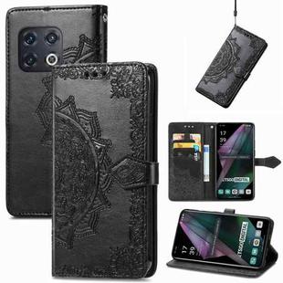 For OnePlus 10 Pro Mandala Flower Embossed Horizontal Flip Leather Phone Case(Black)