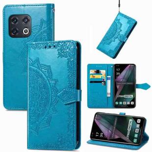 For OnePlus 10 Pro Mandala Flower Embossed Horizontal Flip Leather Phone Case(Blue)