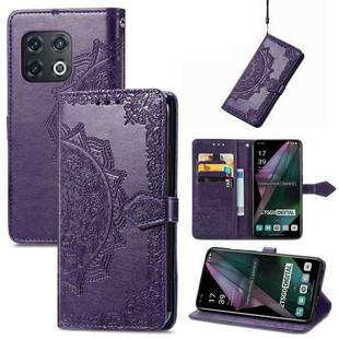 For OnePlus 10 Pro Mandala Flower Embossed Horizontal Flip Leather Phone Case(Purple)
