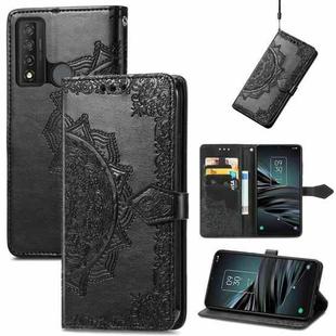 For TCL 20 XE Mandala Flower Embossed Horizontal Flip Leather Phone Case(Black)