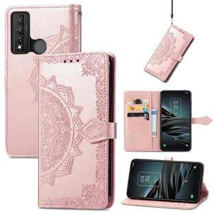 For TCL 20 XE Mandala Flower Embossed Horizontal Flip Leather Phone Case(Rose Gold)