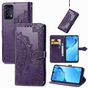 For TCL 20B Mandala Flower Embossed Horizontal Flip Leather Phone Case(Purple)