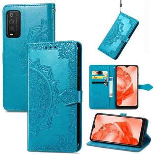 For TCL 205 Mandala Flower Embossed Horizontal Flip Leather Phone Case(Blue)