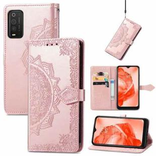 For TCL 205 Mandala Flower Embossed Horizontal Flip Leather Phone Case(Rose Gold)