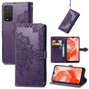 For TCL 205 Mandala Flower Embossed Horizontal Flip Leather Phone Case(Purple)