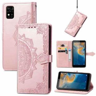 For ZTE Blade A31 Mandala Flower Embossed Horizontal Flip Leather Phone Case(Rose Gold)