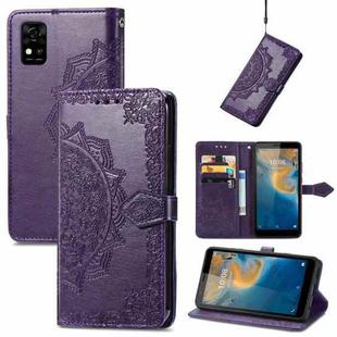 For ZTE Blade A31 Mandala Flower Embossed Horizontal Flip Leather Phone Case(Purple)