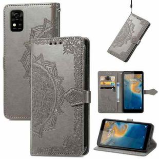 For ZTE Blade A31 Mandala Flower Embossed Horizontal Flip Leather Phone Case(Grey)