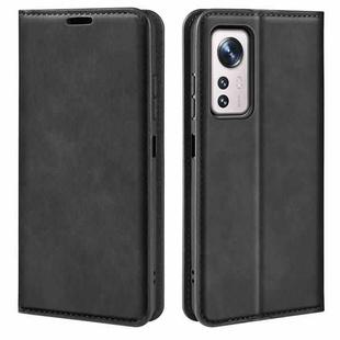 For Xiaomi 12 Retro-skin Magnetic Suction Leather Phone Case(Black)