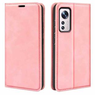 For Xiaomi 12 Retro-skin Magnetic Suction Leather Phone Case(Pink)