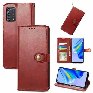 For OPPO A95 5G Solid Color Leather Buckle Phone Case(Red)