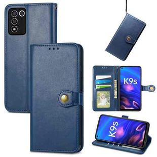For OPPO K9s Solid Color Leather Buckle Phone Case(Blue)