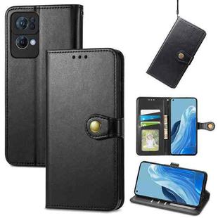 For OPPO Reno7 Pro 5G Solid Color Leather Buckle Phone Case(Black)