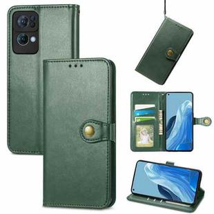 For OPPO Reno7 Pro 5G Solid Color Leather Buckle Phone Case(Green)