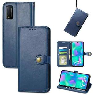For vivo Y3s 2021 Solid Color Leather Buckle Phone Case(Blue)