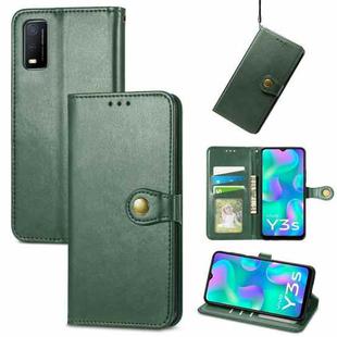 For vivo Y3s 2021 Solid Color Leather Buckle Phone Case(Green)