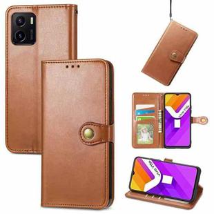 For vivo Y15s Solid Color Leather Buckle Phone Case(Brown)
