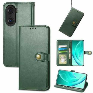 For Honor 60 Pro Solid Color Leather Buckle Phone Case(Green)