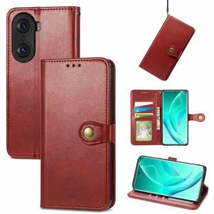For Honor 60 Pro Solid Color Leather Buckle Phone Case(Red)