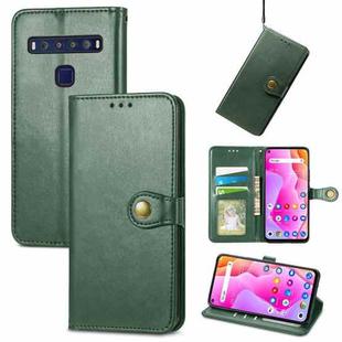 For TCL 10L Solid Color Leather Buckle Phone Case(Green)