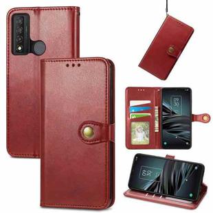 For TCL 20 XE Solid Color Leather Buckle Phone Case(Red)