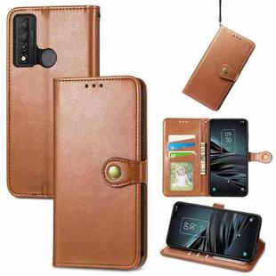 For TCL 20 XE Solid Color Leather Buckle Phone Case(Brown)