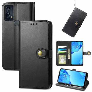 For TCL 20B Solid Color Leather Buckle Phone Case(Black)