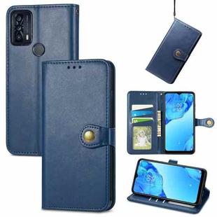 For TCL 20B Solid Color Leather Buckle Phone Case(Blue)