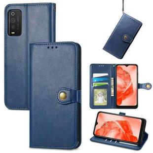 For TCL 205 Solid Color Leather Buckle Phone Case(Blue)