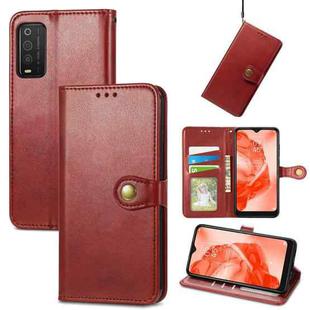 For TCL 205 Solid Color Leather Buckle Phone Case(Red)