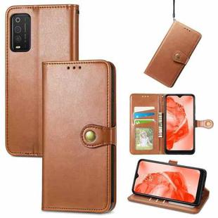 For TCL 205 Solid Color Leather Buckle Phone Case(Brown)