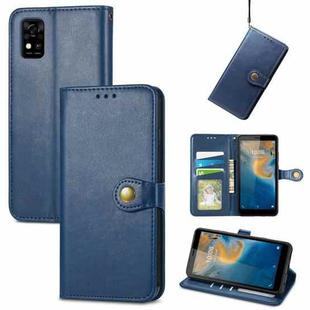 For ZTE Blade A31 Solid Color Leather Buckle Phone Case(Blue)