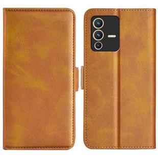 For vivo S12 Dual-side Magnetic Buckle Flip Leather Phone Case(Yellow)