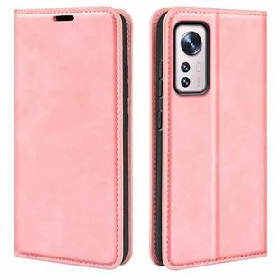 For Xiaomi 12 Pro Retro-skin Magnetic Suction Leather Phone Case(Pink)