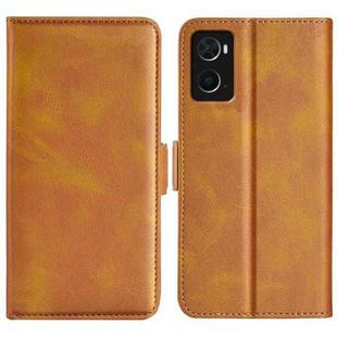 For OPPO A36 Dual-side Magnetic Buckle Leather Phone Case(Yellow)