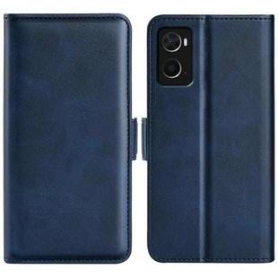 For OPPO A36 Dual-side Magnetic Buckle Leather Phone Case(Dark Blue)