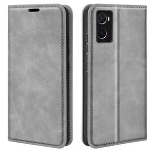 For OPPO A36 Retro-skin Magnetic Suction Leather Phone Case(Grey)