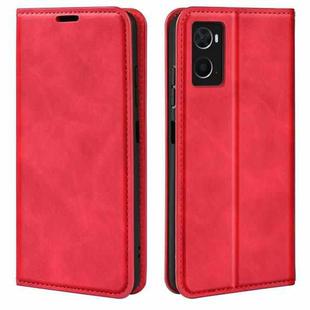 For OPPO A36 Retro-skin Magnetic Suction Leather Phone Case(Red)