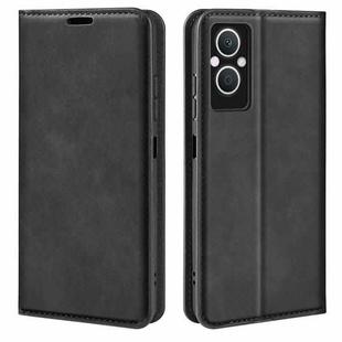 For OPPO A96 5G Retro-skin Magnetic Suction Leather Phone Case(Black)