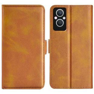 For OPPO A96 5G Dual-side Magnetic Buckle Leather Phone Case(Yellow)