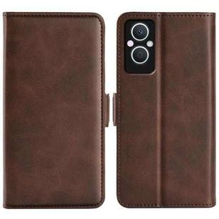 For OPPO A96 5G Dual-side Magnetic Buckle Leather Phone Case(Brown)