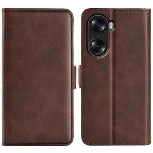 For Honor 60 Dual-side Magnetic Buckle Leather Phone Case(Brown)