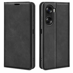 For Honor 60 Retro-skin Magnetic Suction Leather Phone Case(Black)